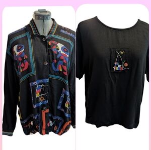 vintage Nino Wong California Jacket top set Womens‎ Small celestial print